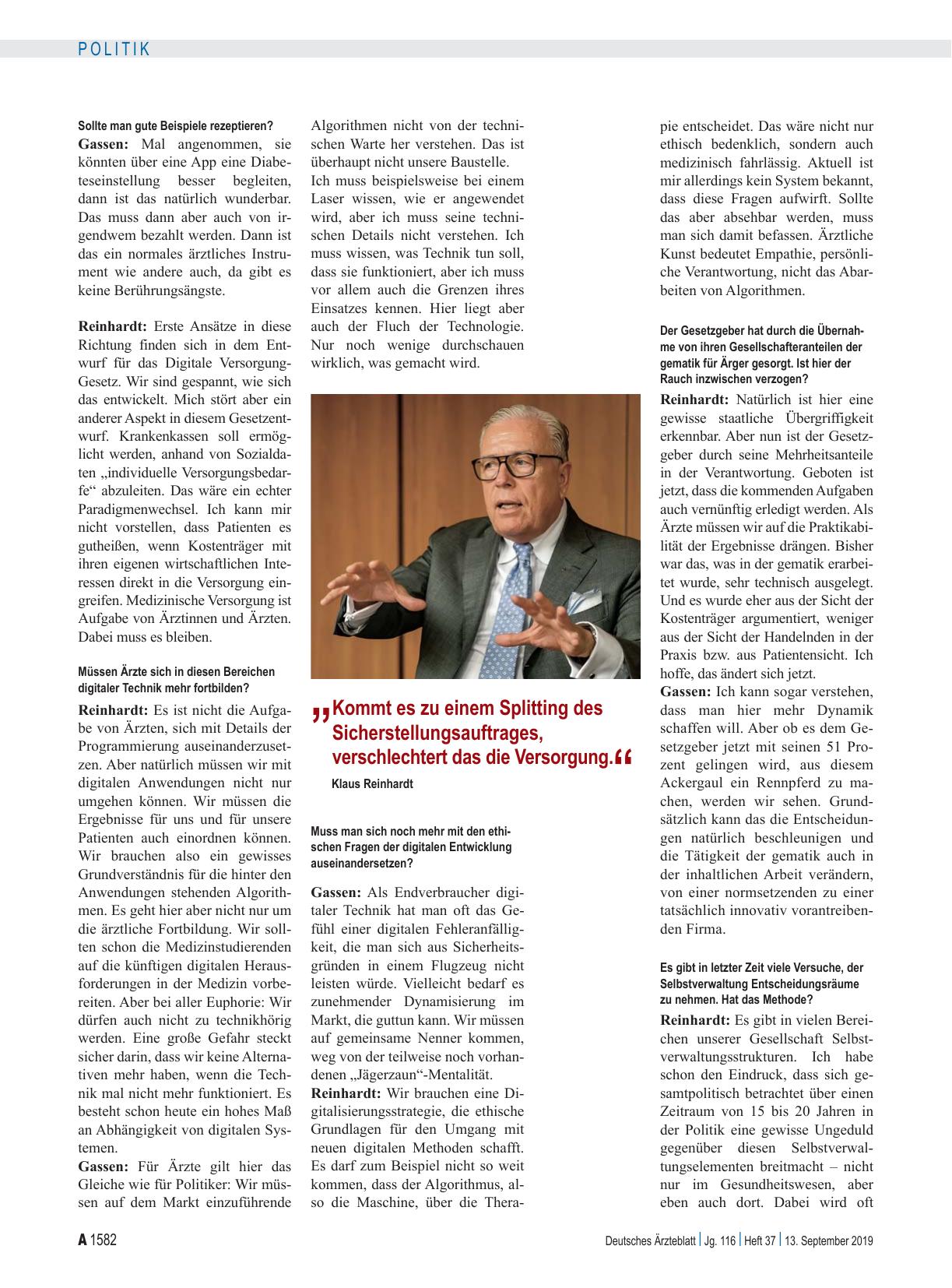 Vorschauseite 2: Interview mit Bundesärztekammerpräsident Dr. med. (I) Klaus Reinhardt und dem Vorstandsvorsitzenden der Kassenärztlichen Bundesvereinigung, Dr. med. Andreas Gassen: „Wir lassen un…