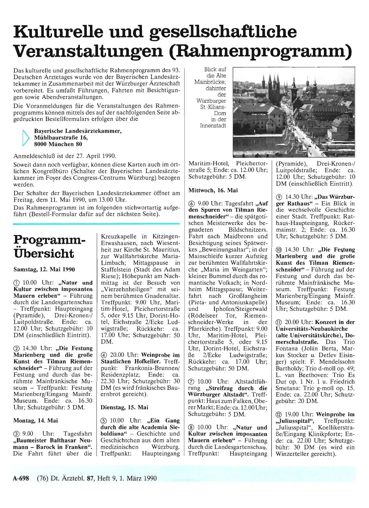 Vorschauseite 1: Kulturelle und gesellschaftliche Veranstaltungen (Rahmenprogramm)