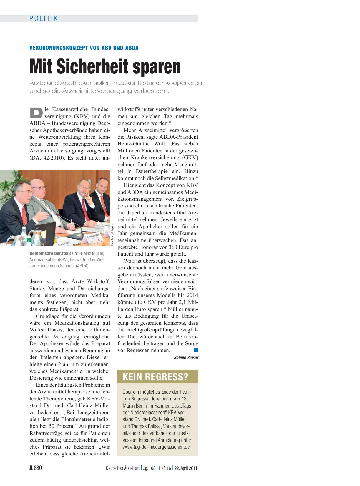 Vorschauseite 1: Verordnungskonzept von KBV und ABDA: Mit Sicherheit sparen