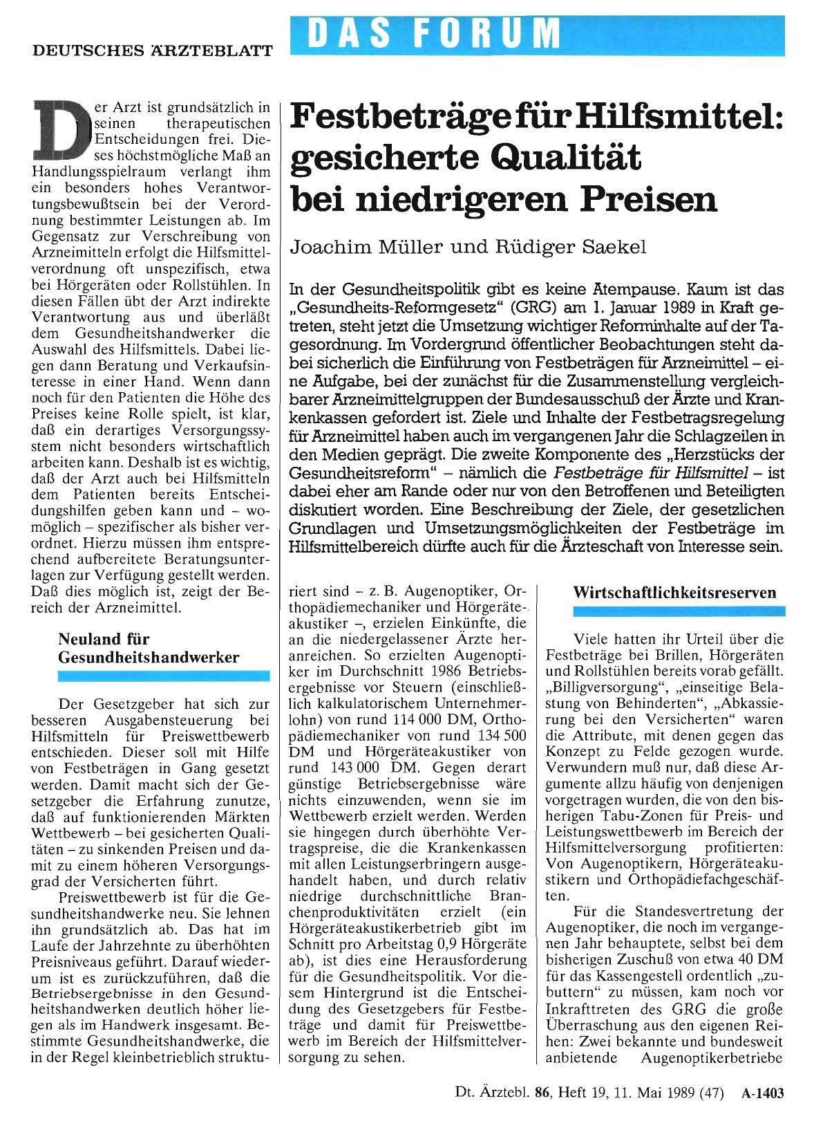 Vorschauseite 1: Festbeträge für Hilfsmittel: gesicherte Qualität bei niedrigeren Preisen