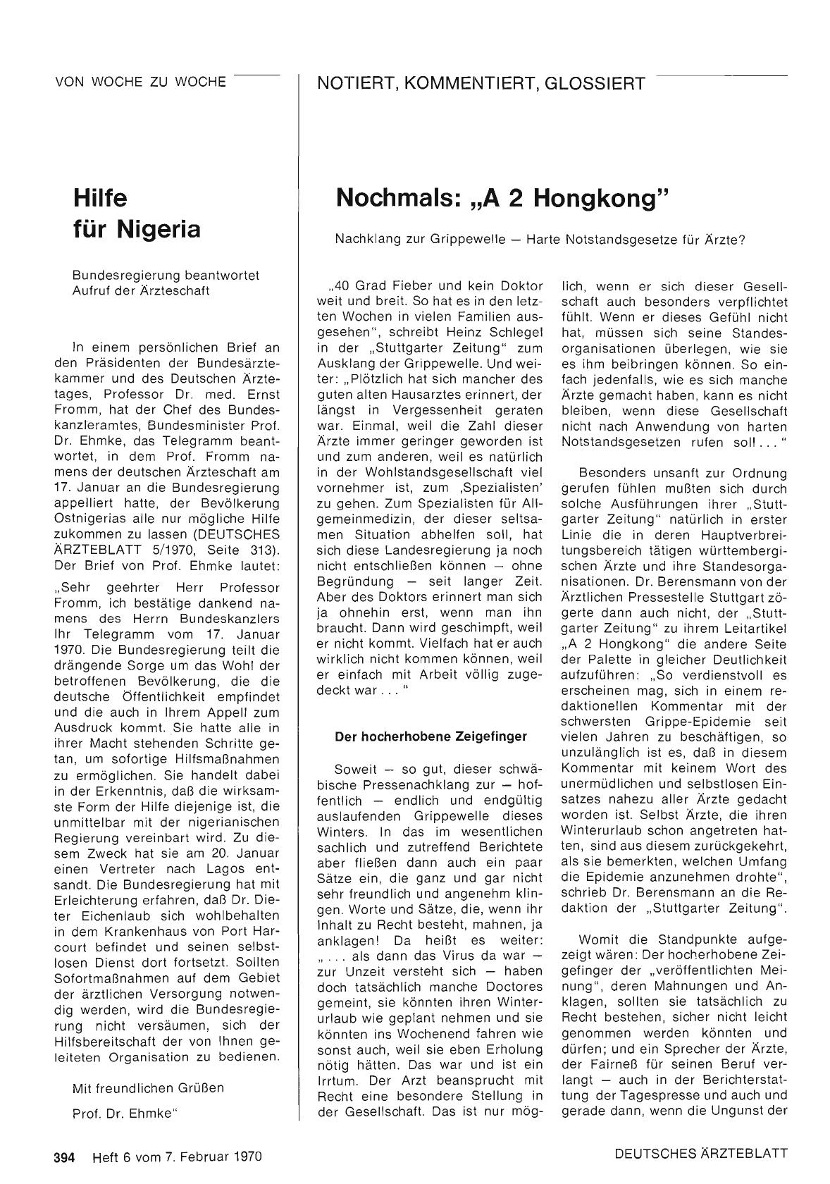 Vorschauseite 1: Nochmals: „A 2 Hongkong"