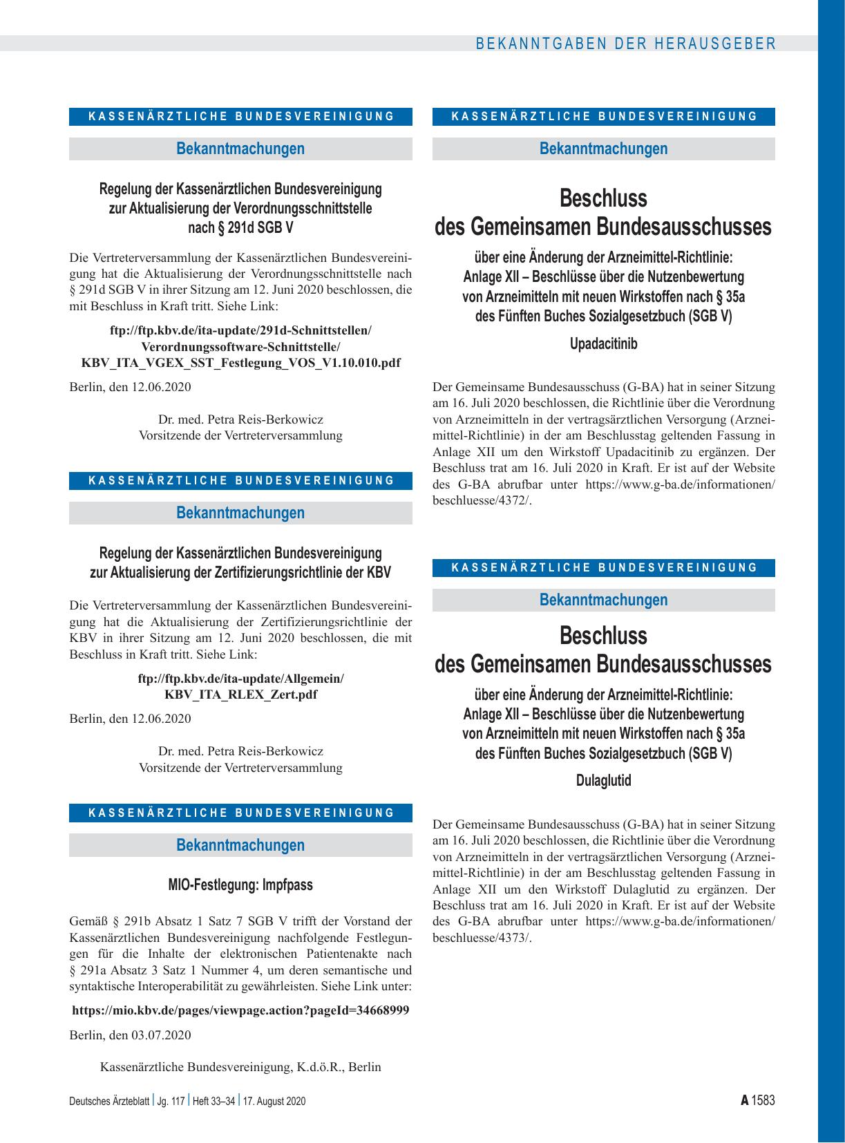 Vorschauseite 1: MIO-Festlegung: Impfpass