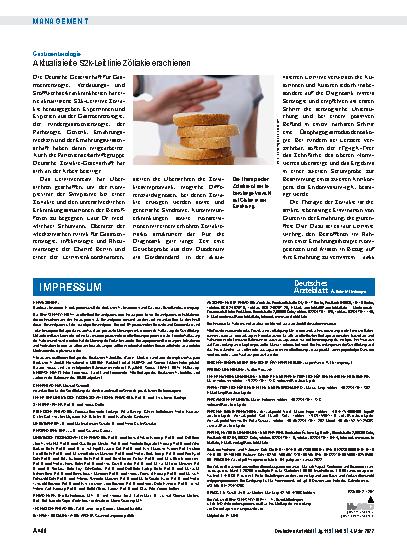 Vorschauseite 1: Gastroenterologie: Aktualisierte S2k-Leitlinie Zöliakie erschienen