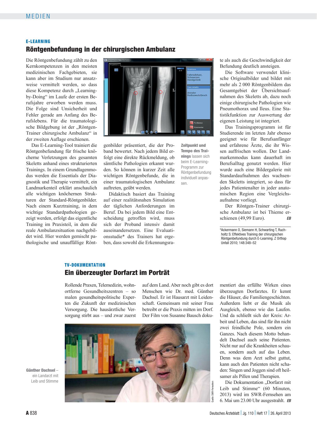 Vorschauseite 1: E-Learning: Röntgenbefundung in der chirurgischen Ambulanz