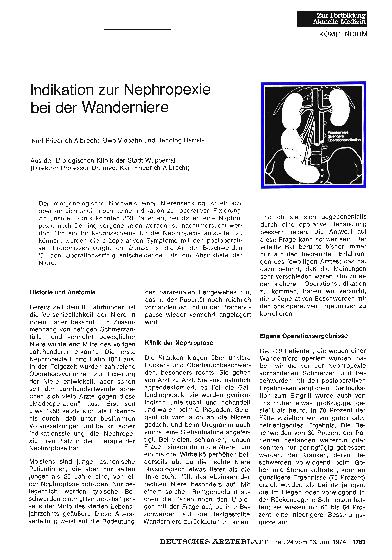 Vorschauseite 1: Indikation zur Nephropexie bei der Wanderniere