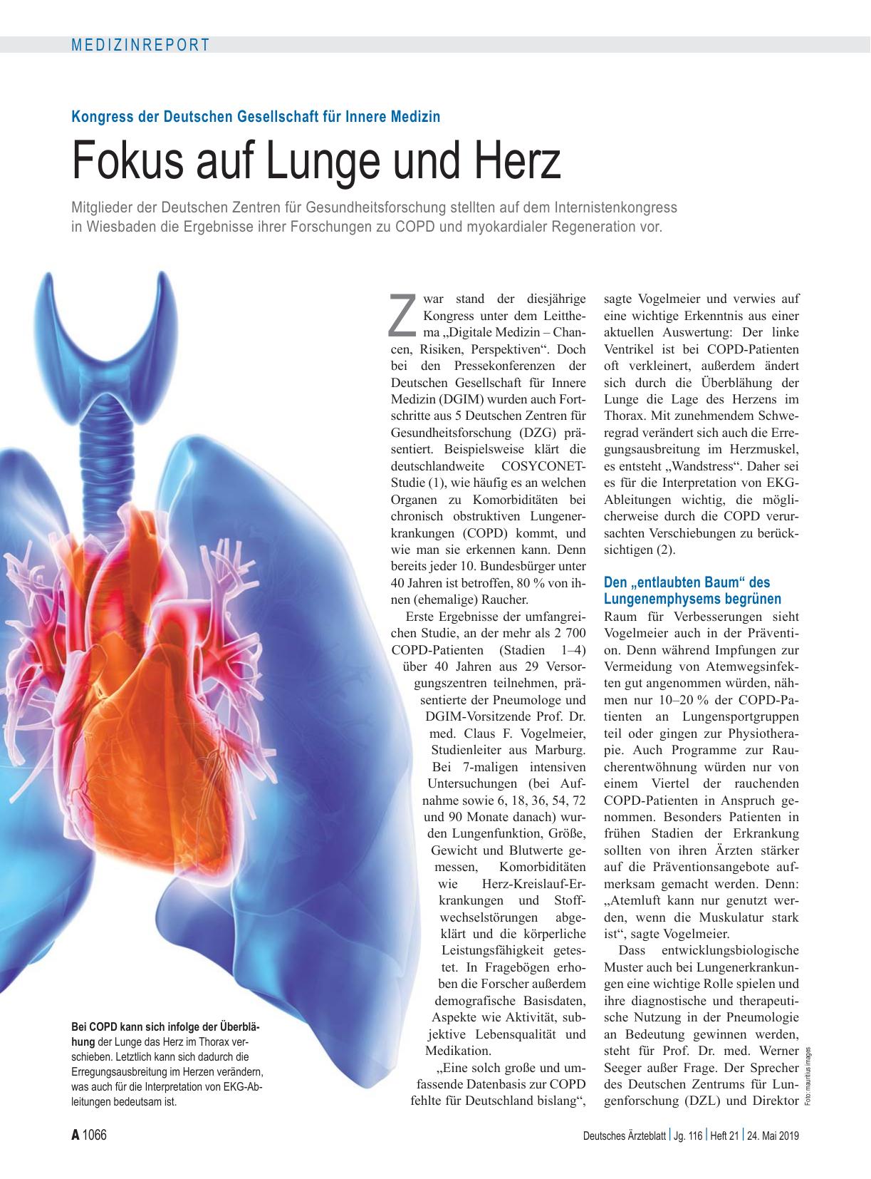 Vorschauseite 1: Kongress der Deutschen Gesellschaft für Innere Medizin: Fokus auf Lunge und Herz