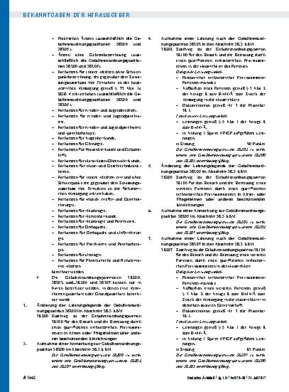 Vorschauseite 2: Beschluss des Bewertungsausschusses nach § 87 Abs. 1 Satz 1 SGB V in seiner 397. Sitzung am 21. Juni 2017 zur Änderung des Einheitlichen Bewertungsmaßstabes (EBM)
