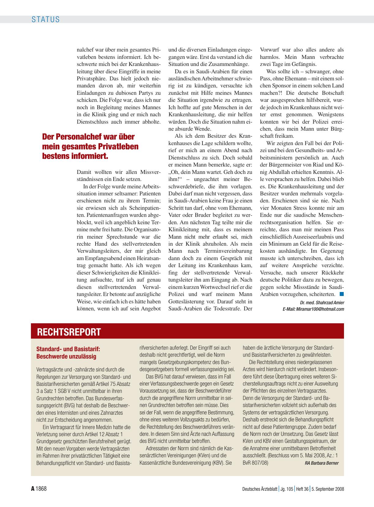 Vorschauseite 1: Standardund Basistarif: Beschwerde unzulässig