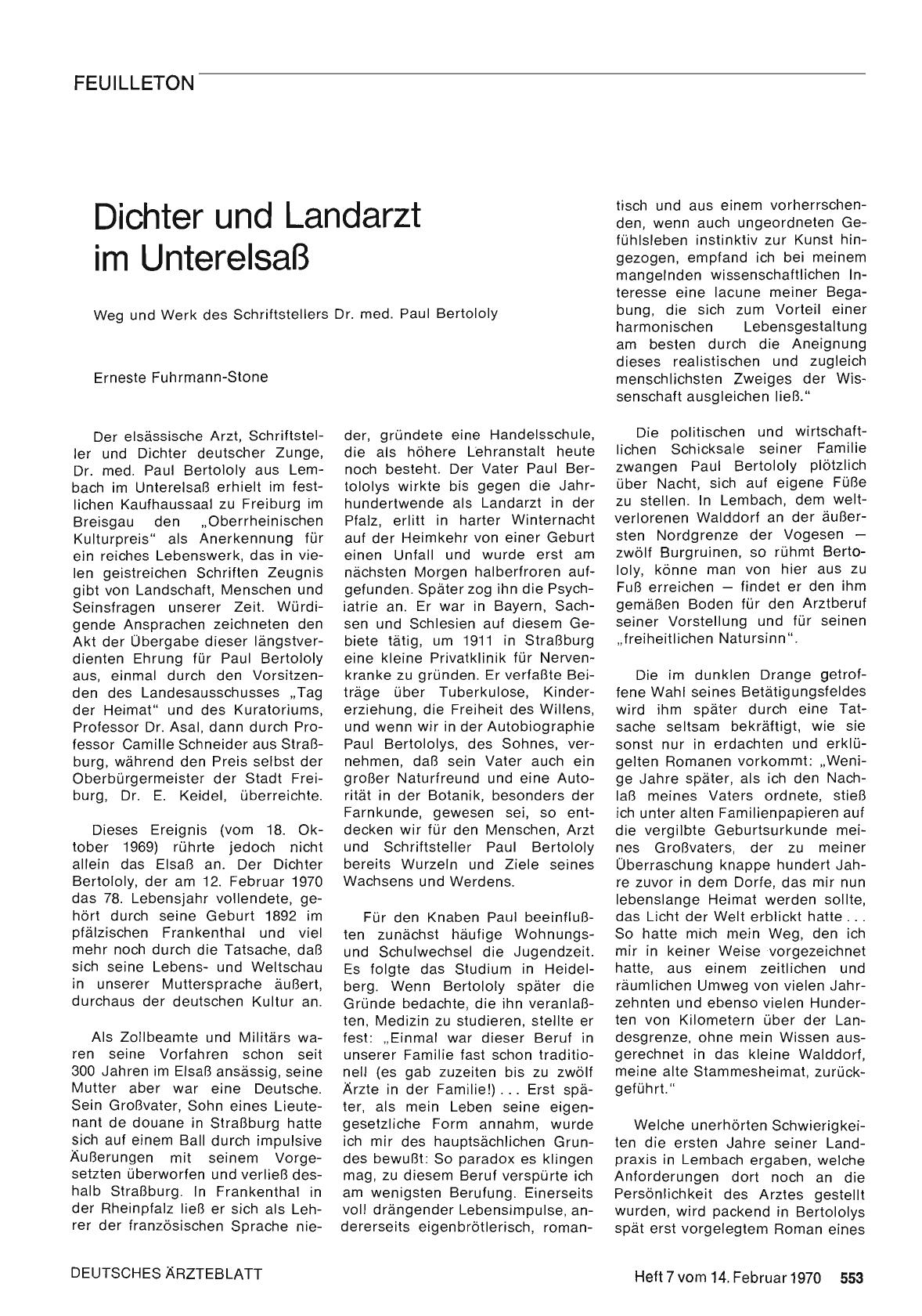 Vorschauseite 1: Dichter und Landarzt im Unterelsaß