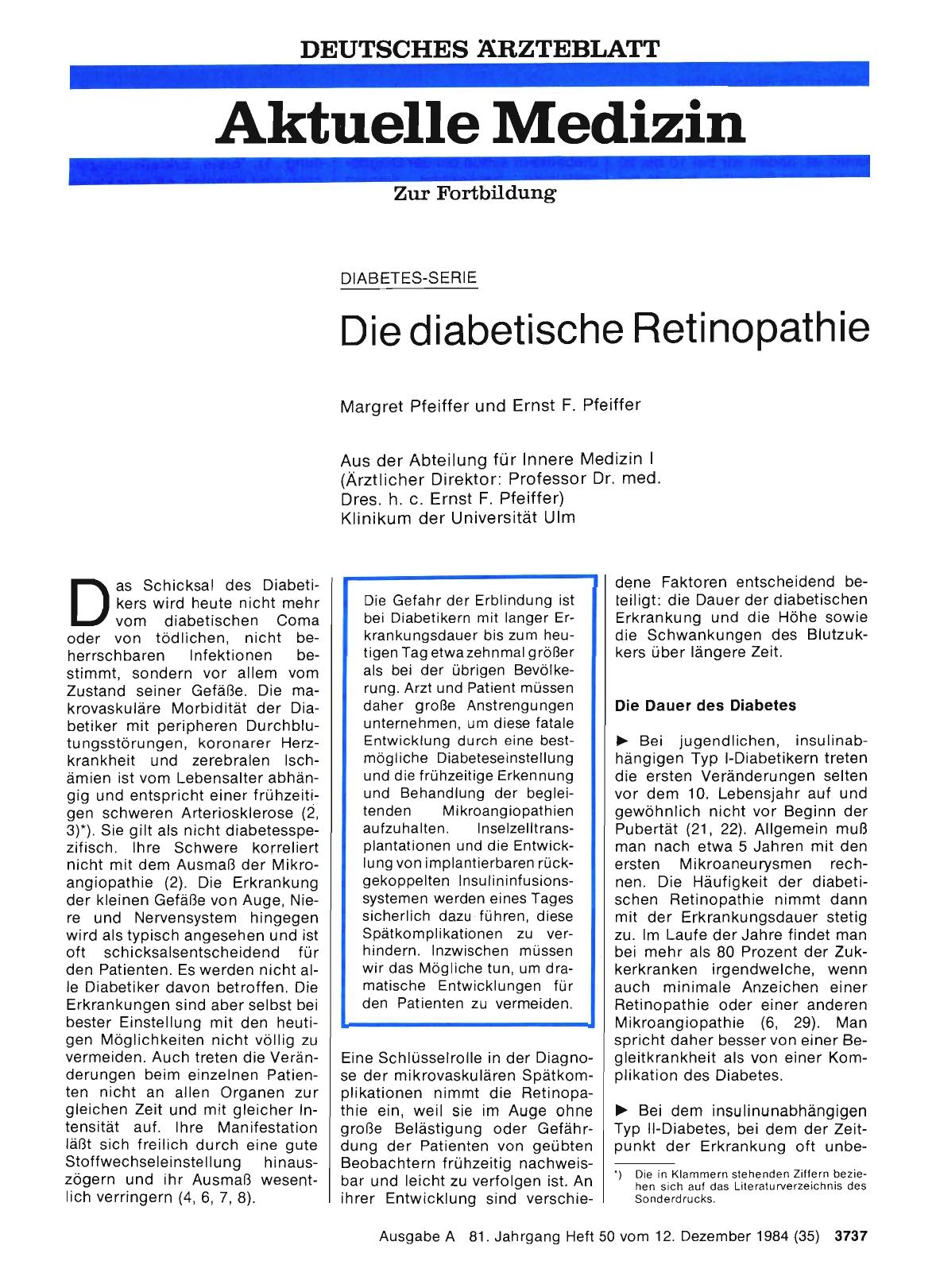Vorschauseite 1: DIABETES-SERIE: Die diabetische Retinopathie