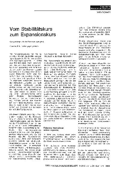 Vorschauseite 1: Vom Stabilitätskurs zum Expansionskurs