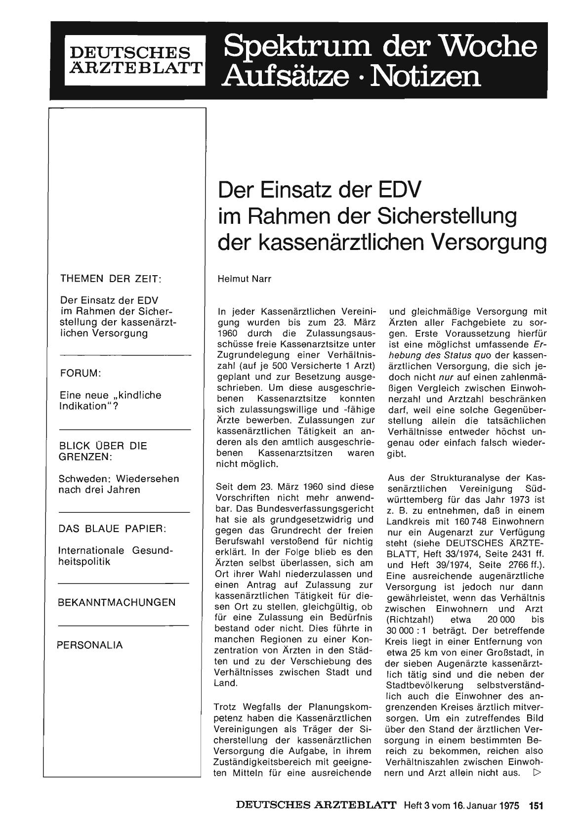 Vorschauseite 1: Der Einsatz der EDV im Rahmen der Sicherstellung der kassenärztlichen Versorgung