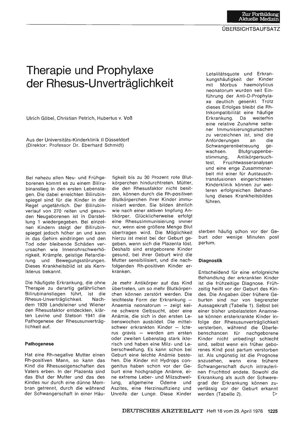 Vorschauseite 1: Therapie und Prophylaxe der Rhesus-Unverträglichkeit