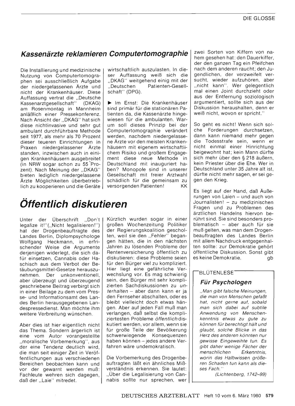 Vorschauseite 1: Kassenärzte reklamieren Computertomographie