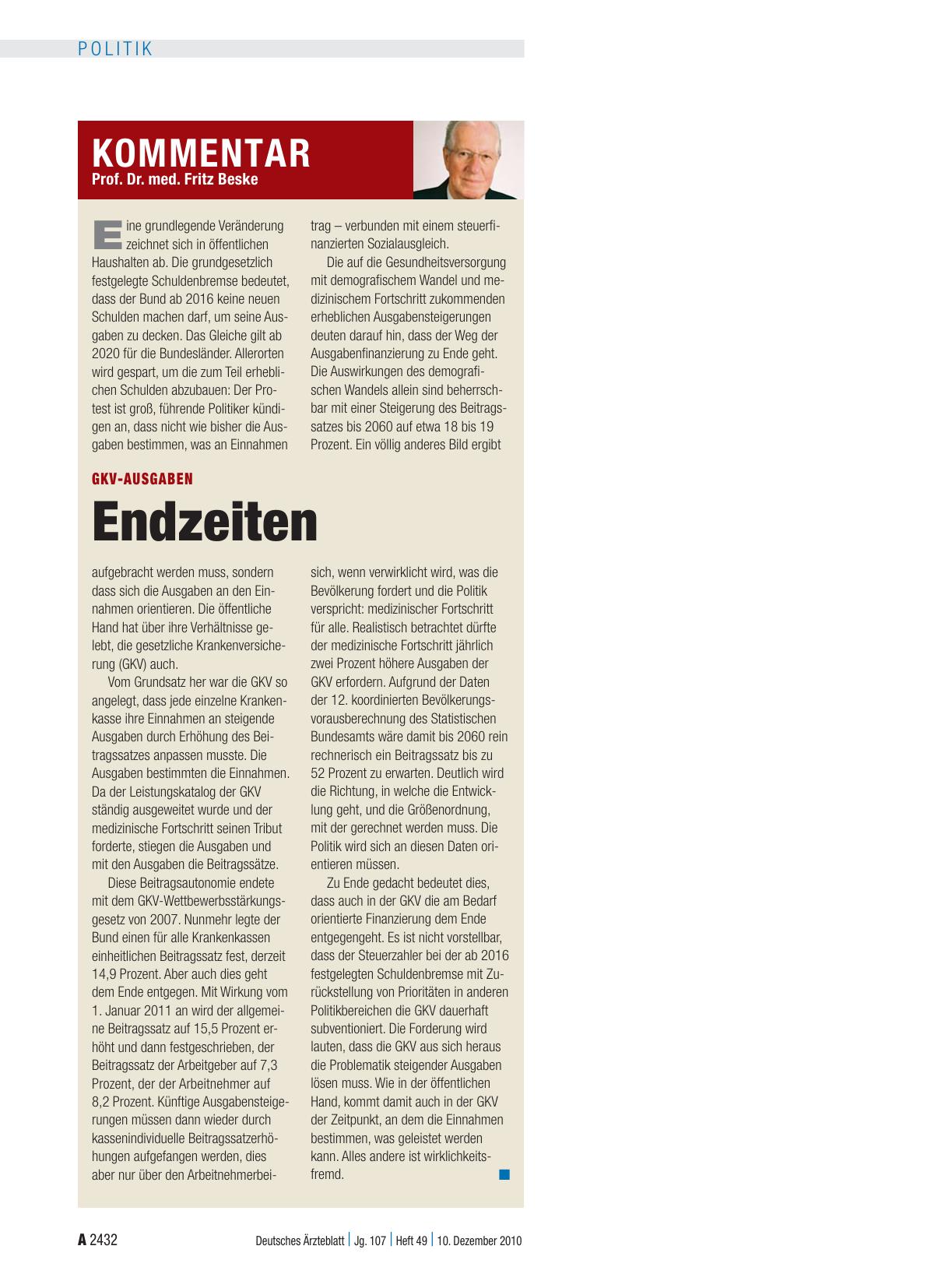 Vorschauseite 1: GKV-Ausgaben: Endzeiten