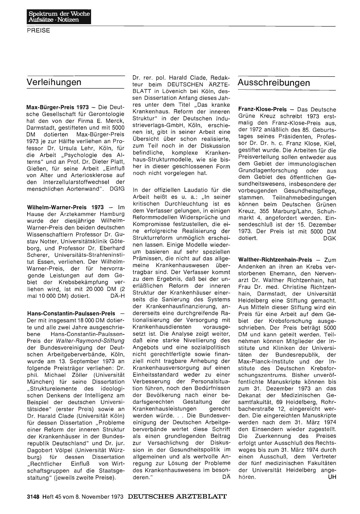 Vorschauseite 1: Ausschreibungen