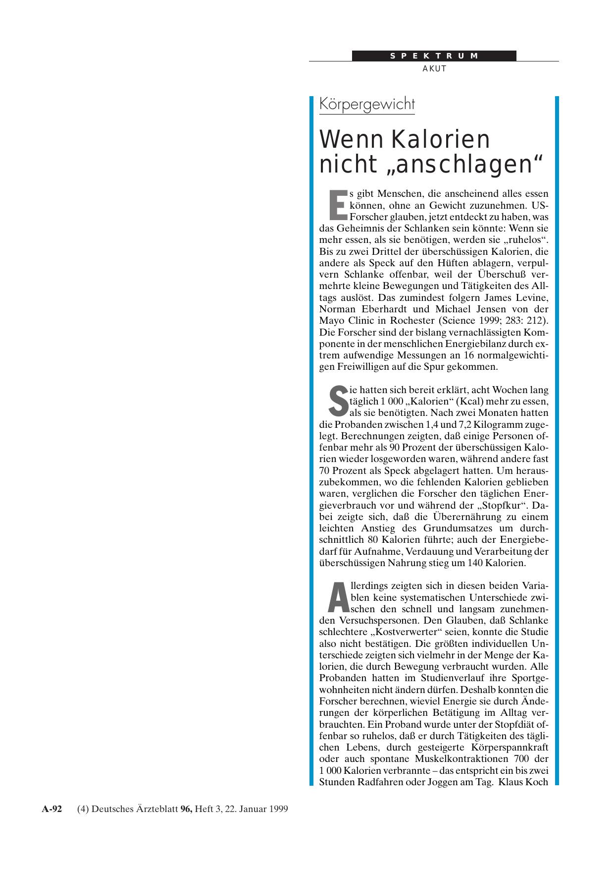 Vorschauseite 1: Körpergewicht: Wenn Kalorien nicht „anschlagen“