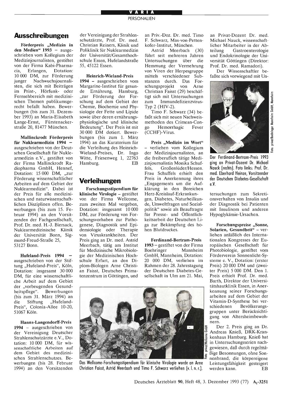 Vorschauseite 1: Ausschreibungen