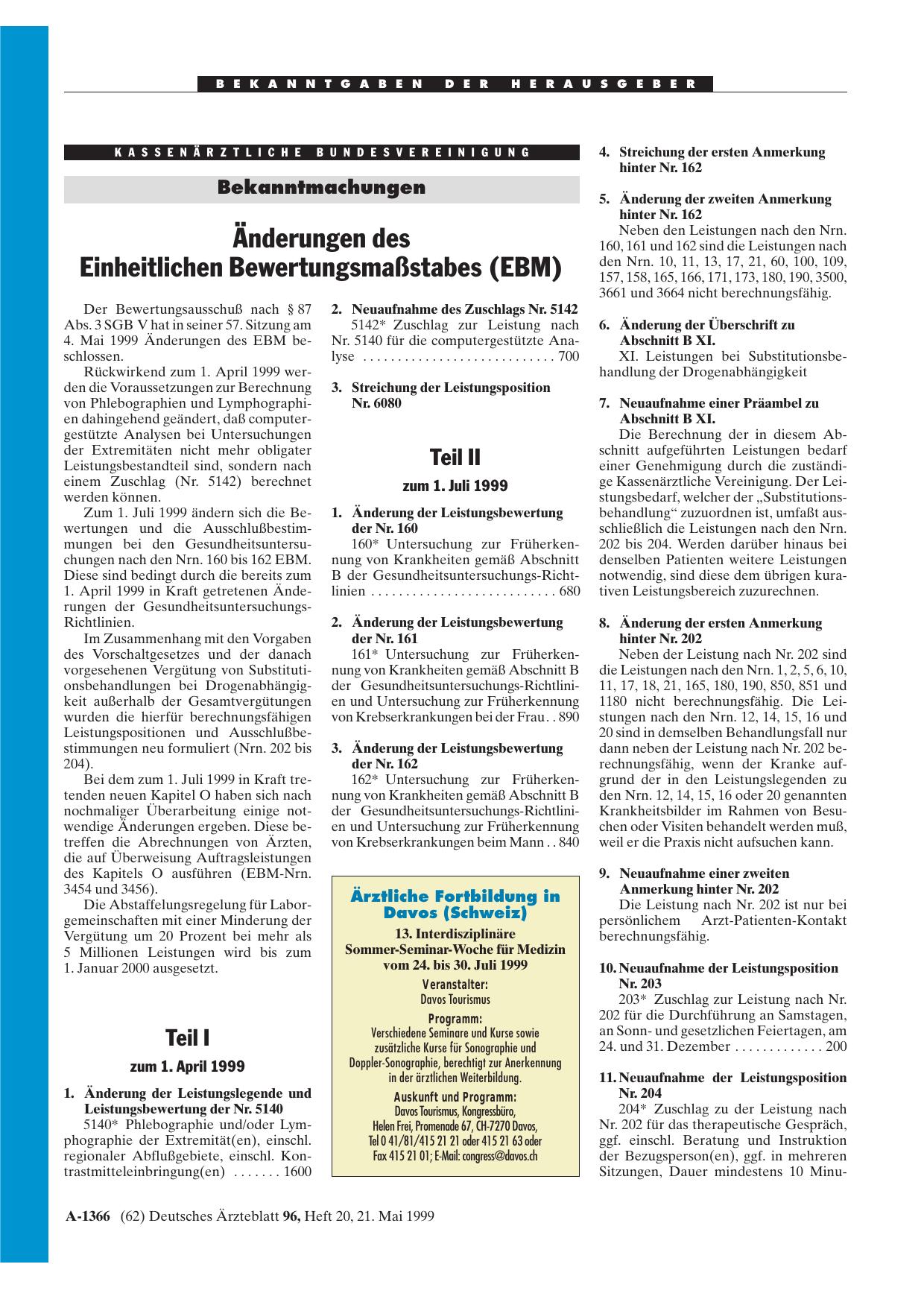 Vorschauseite 1: Ärztliche Fortbildung in Davos (Schweiz) 13. Interdisziplinäre