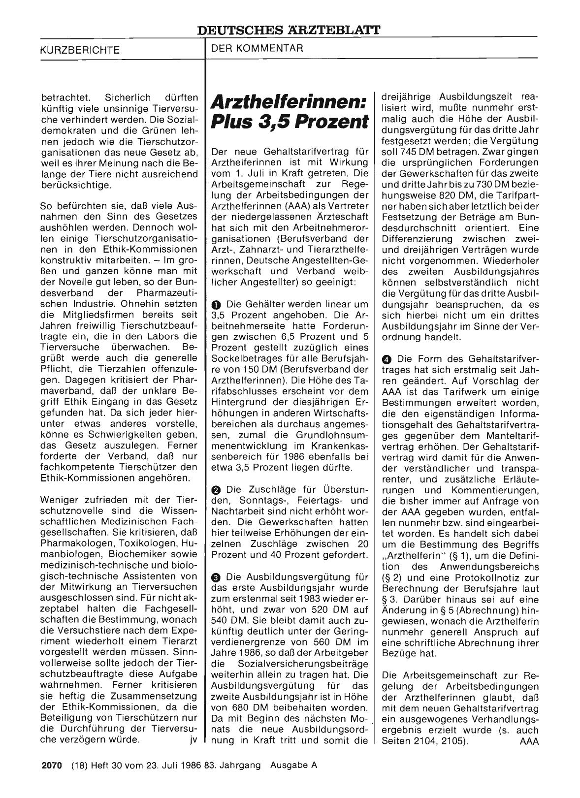 Vorschauseite 1: Arzthelferinnen: Plus 3, 5 Prozent