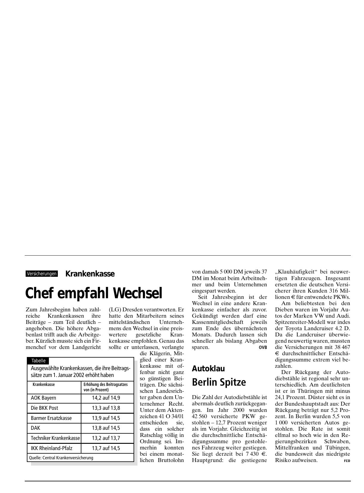 Vorschauseite 1: Krankenkasse: Chef empfahl Wechsel