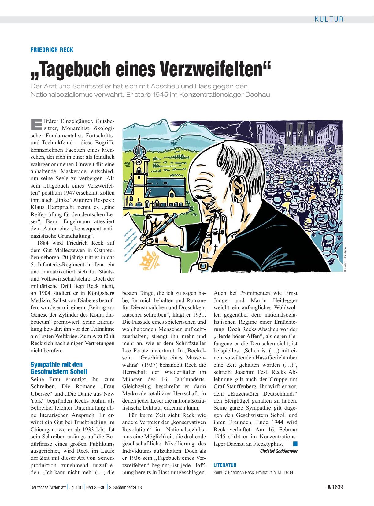 Vorschauseite 1: Friedrich Reck: „Tagebuch eines Verzweifelten“