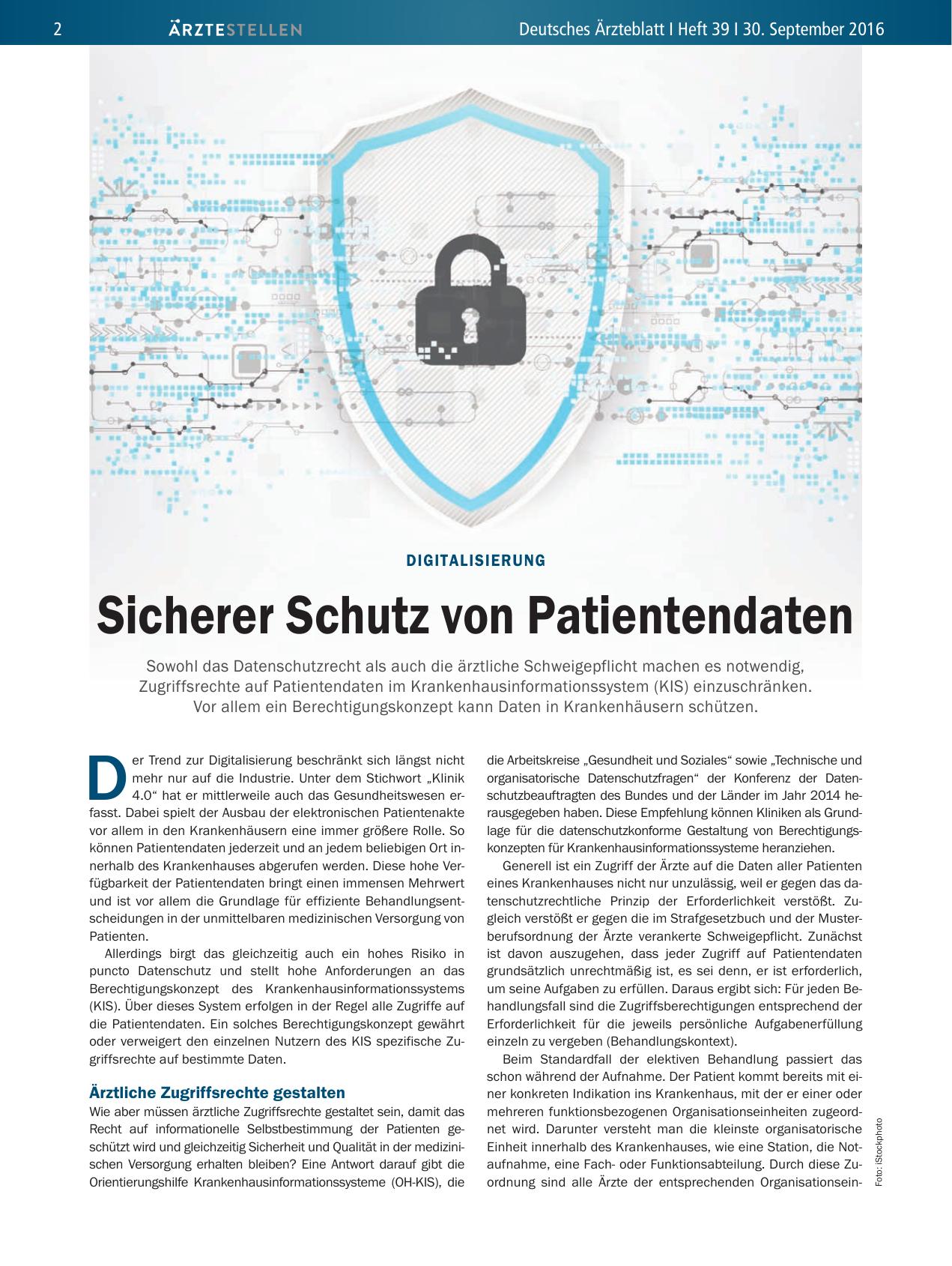 Vorschauseite 1: Digitalisierung: Sicherer Schutz von Patientendaten