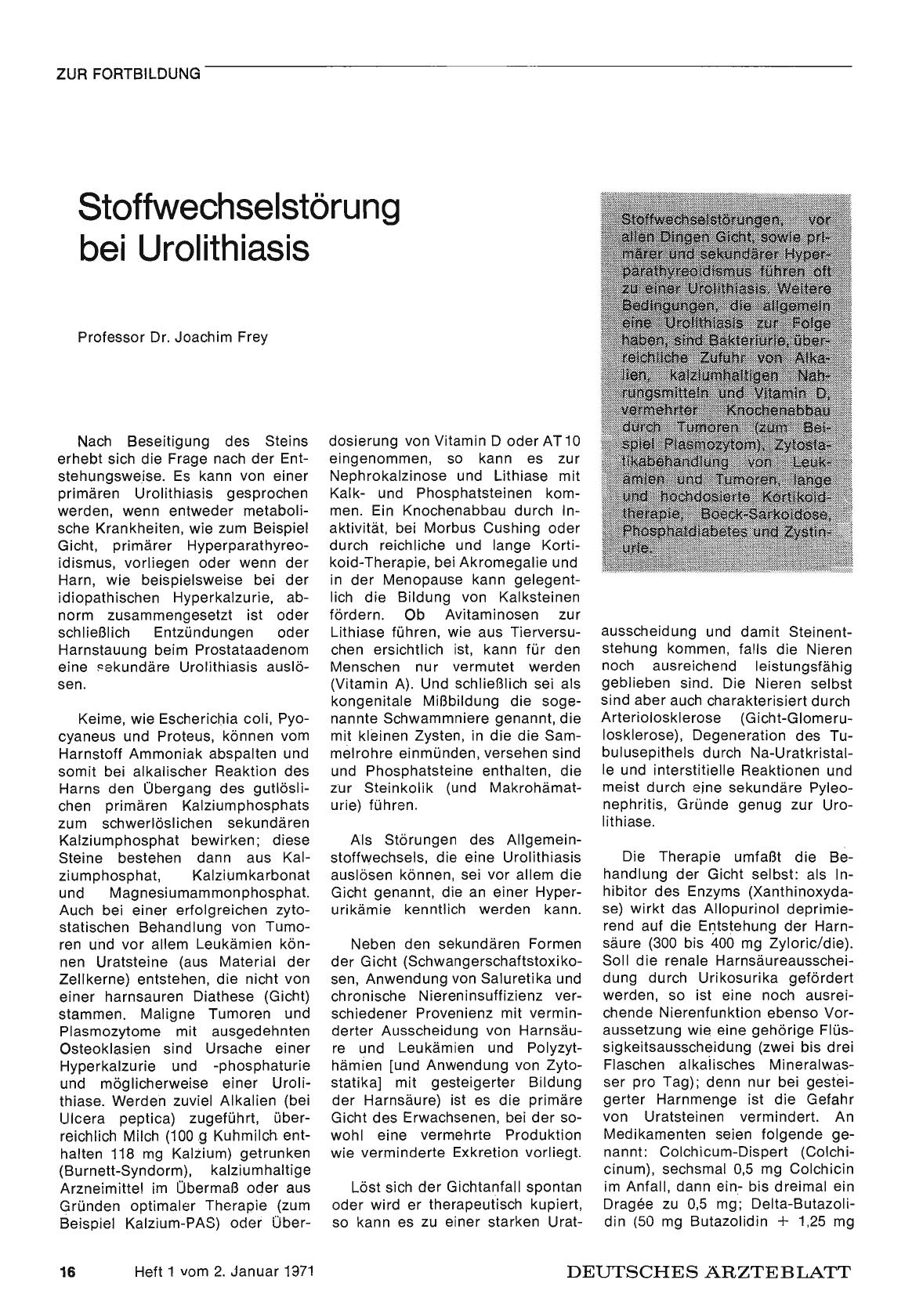 Vorschauseite 1: Stoffwechselstörung bei Urolithiasis
