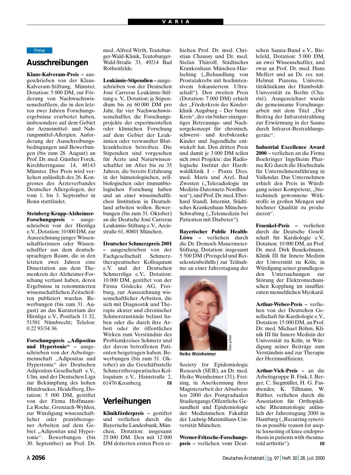Vorschauseite 1: Verleihungen