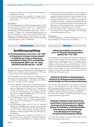 Vorschauseite 1: Bekanntmachungen: Durchführungsempfehlung des Bewertungsausschusses nach § 87 Abs. 1 Satz 1 SGB V zur Finanzierung der Leistungen im Zusammenhang mit der Einführung einer Leistung…