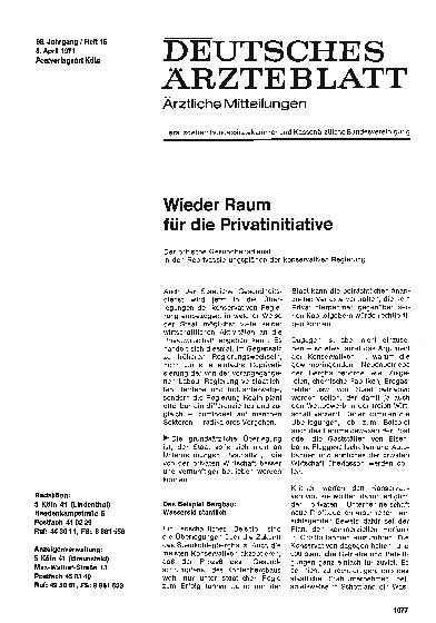 Vorschauseite 1: Wieder Raum für die Privatinitiative