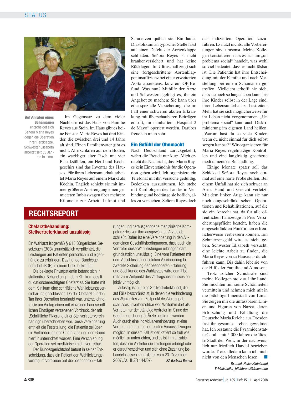 Vorschauseite 1: Chefarztbehandlung: Stellvertreterklausel unzulässig