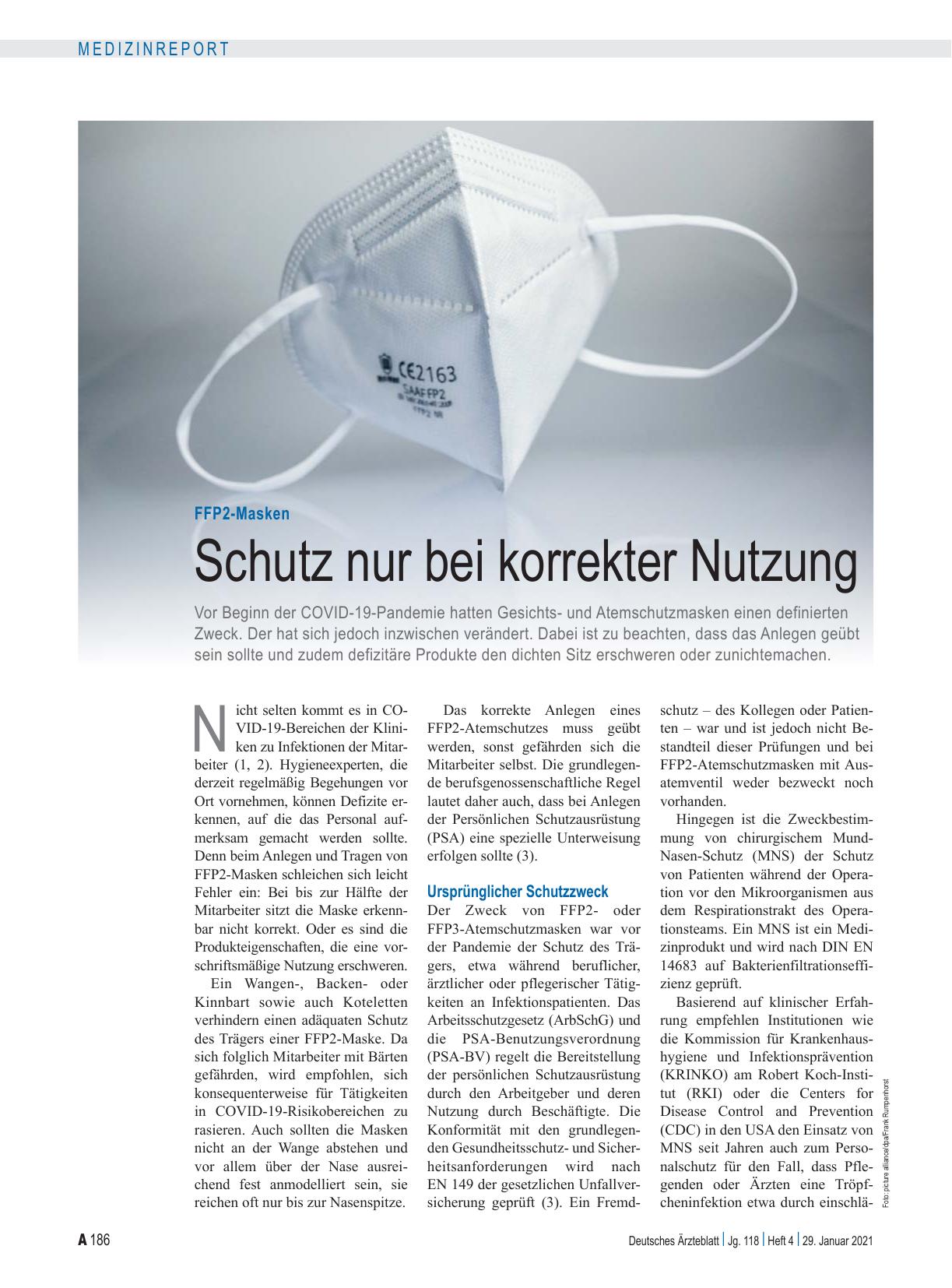 Vorschauseite 1: FFP2-Masken: Schutz nur bei korrekter Nutzung