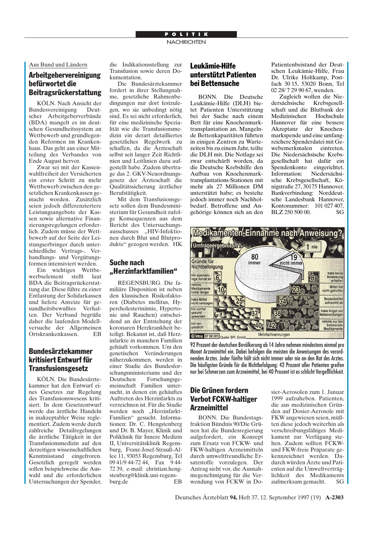 Vorschauseite 1: Die Grünen fordern: Verbot FCKW-haltiger Arzneimittel