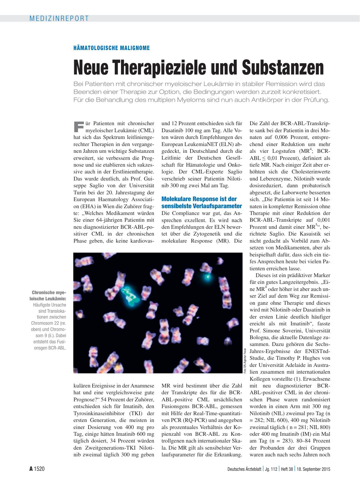 Vorschauseite 1: Hämatologische Malignome: Neue Therapieziele und Substanzen