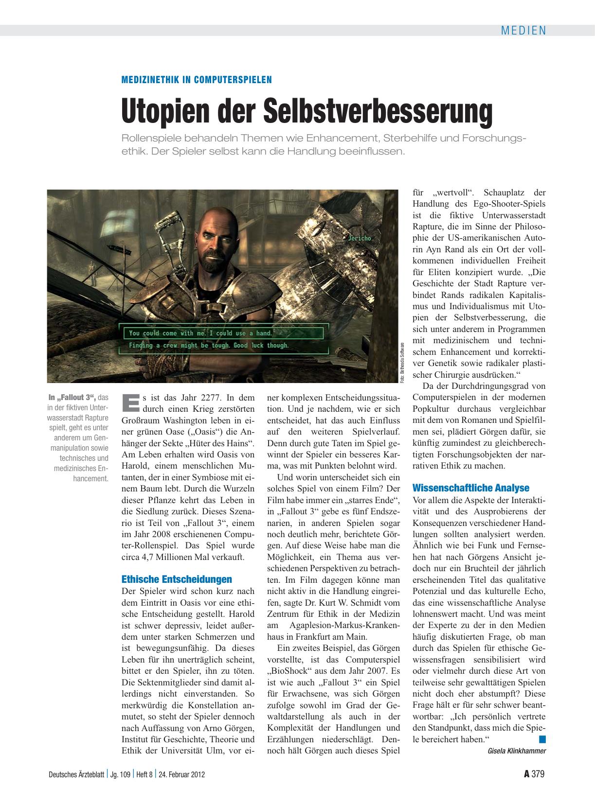 Vorschauseite 1: Medizinethik in Computerspielen: Utopien der Selbstverbesserung