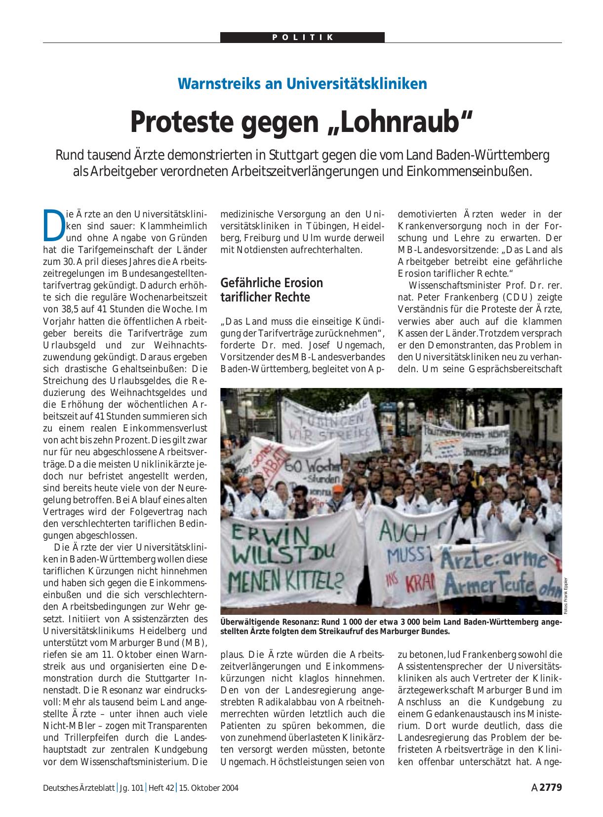 Vorschauseite 1: Warnstreiks an Universitätskliniken: Proteste gegen „Lohnraub“