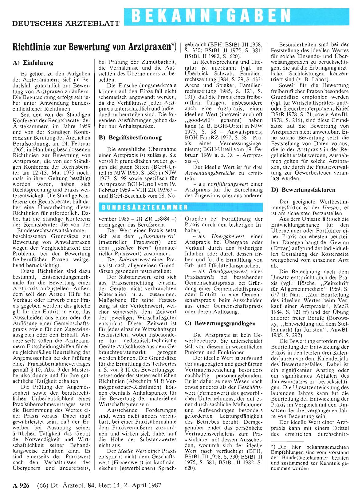 Vorschauseite 1: Richtlinie zur Bewertung von Arztpraxen