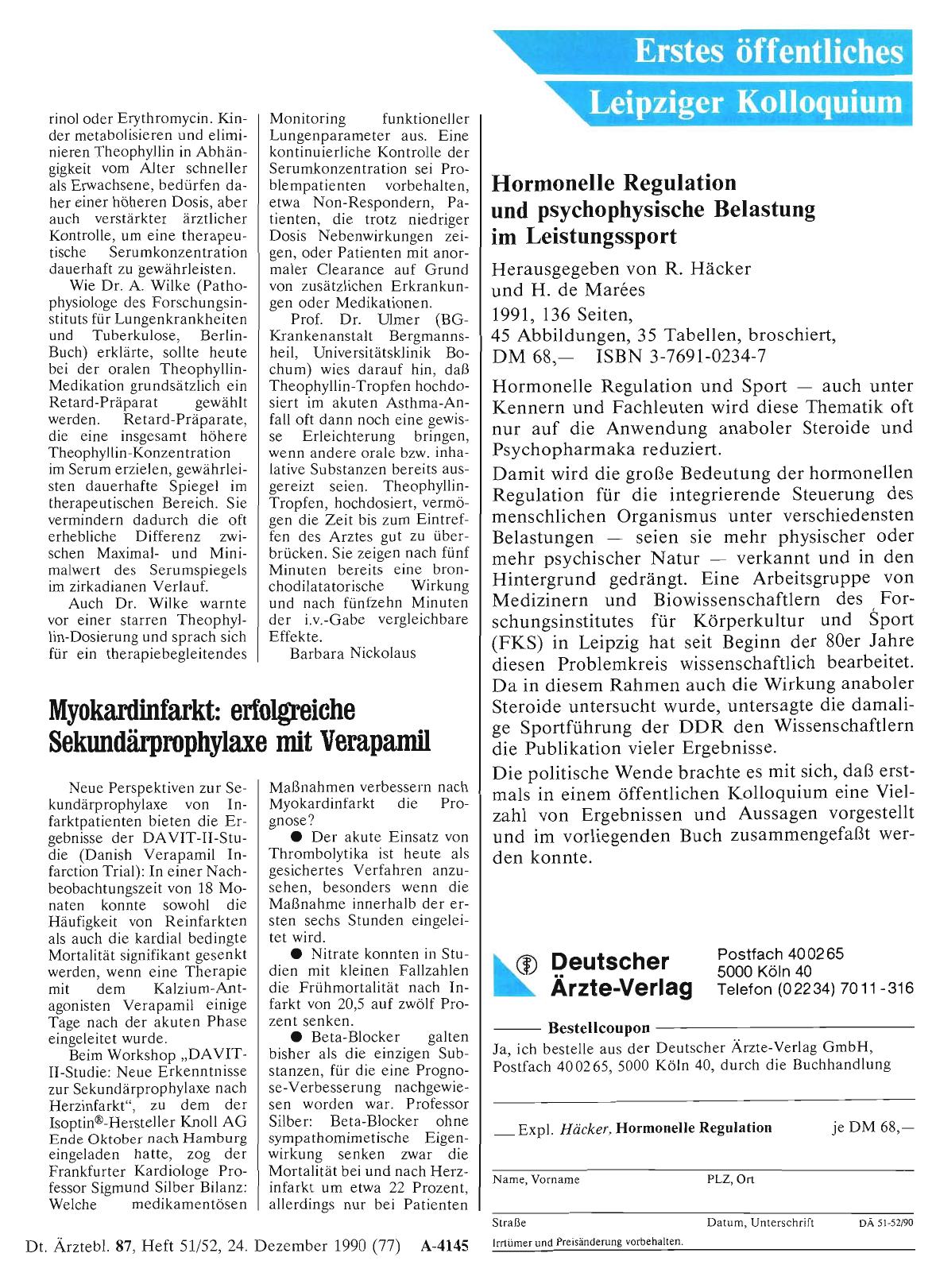 Vorschauseite 1: Myokardinfarkt: erfolgreiche Sekundärprophylaxe mit Verapamil