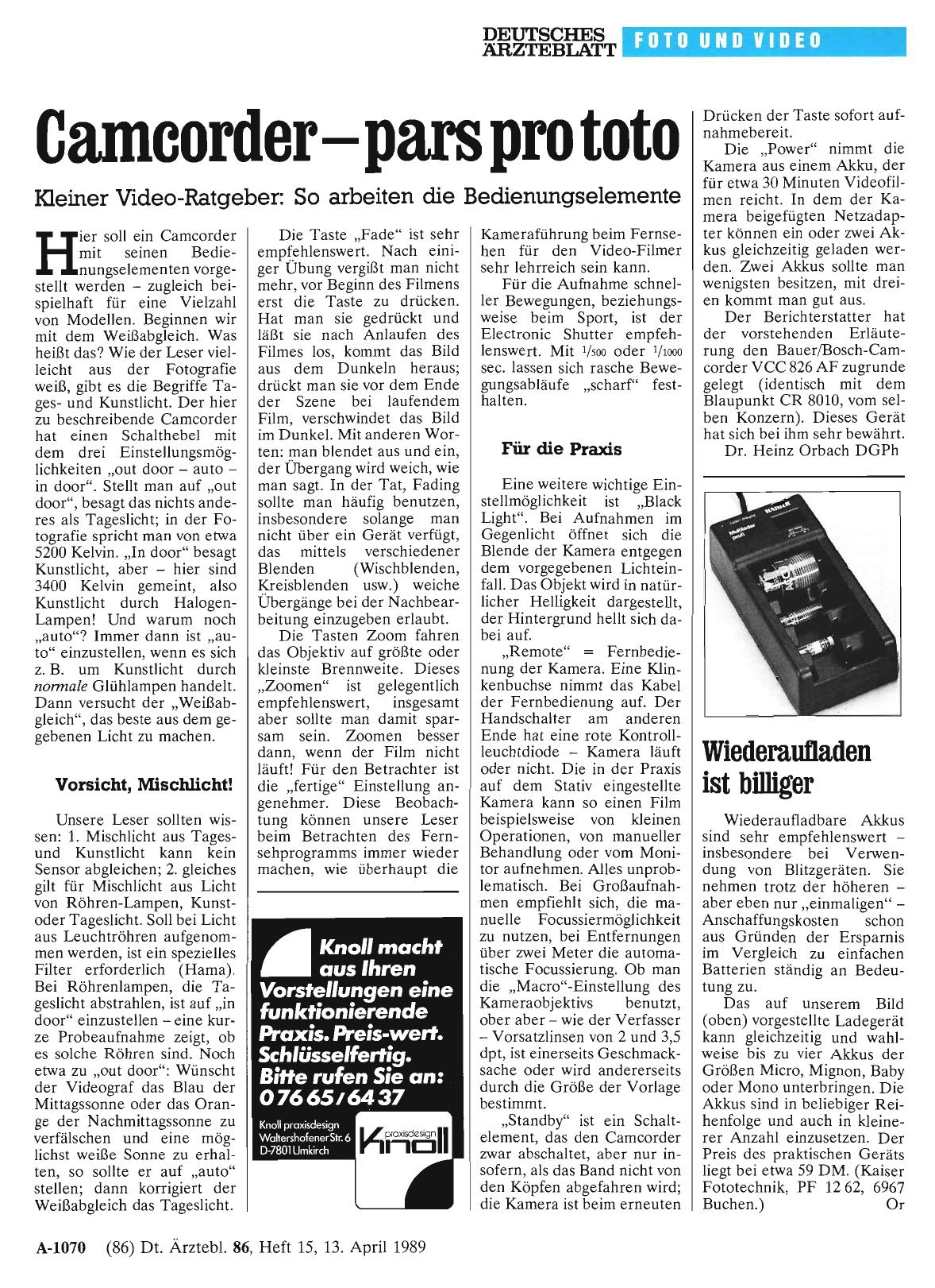 Vorschauseite 1: Camcorder – pars pro toto