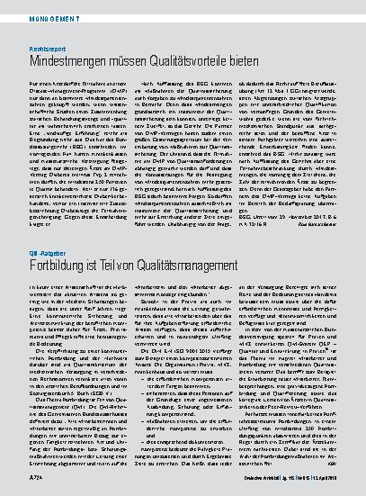 Vorschauseite 1: Rechtsreport: Mindestmengen müssen Qualitätsvorteile bieten