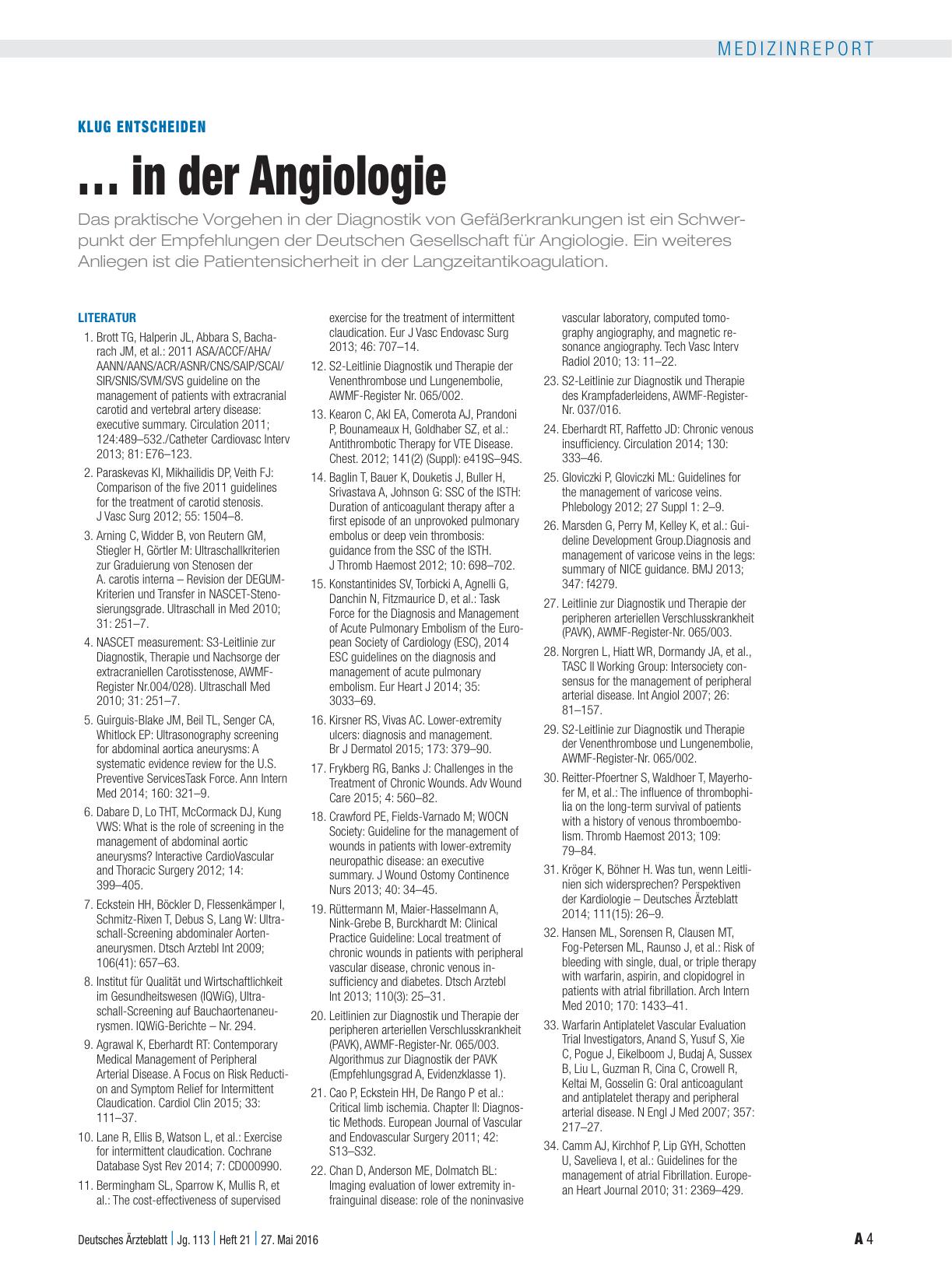 Vorschauseite 4: Klug entscheiden: . . . in der Angiologie