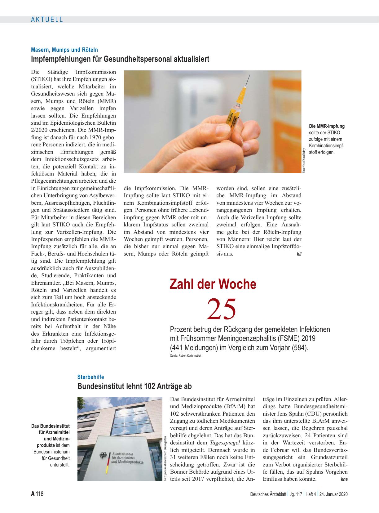 Vorschauseite 1: Sterbehilfe: Bundesinstitut lehnt 102 Anträge ab