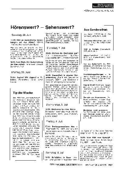 Vorschauseite 1: Hörenswert? — Sehenswert?