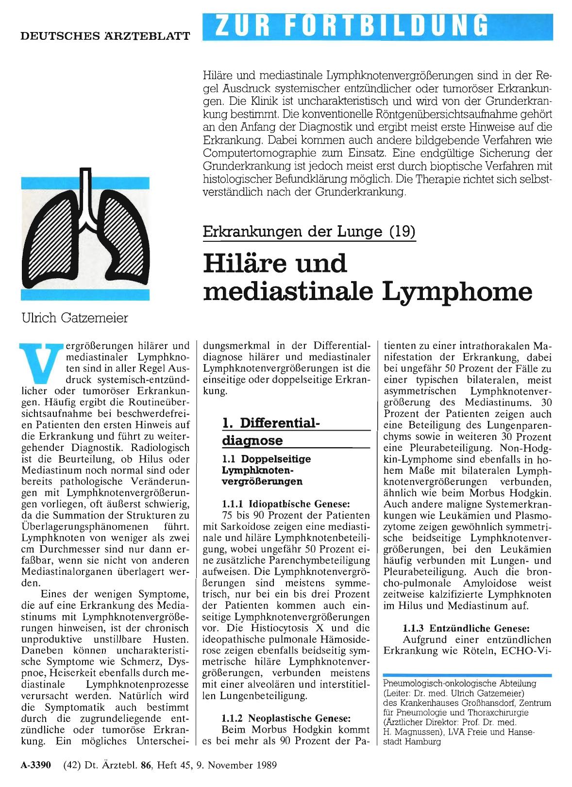 Vorschauseite 1: Hiläre und mediastinale Lymphome