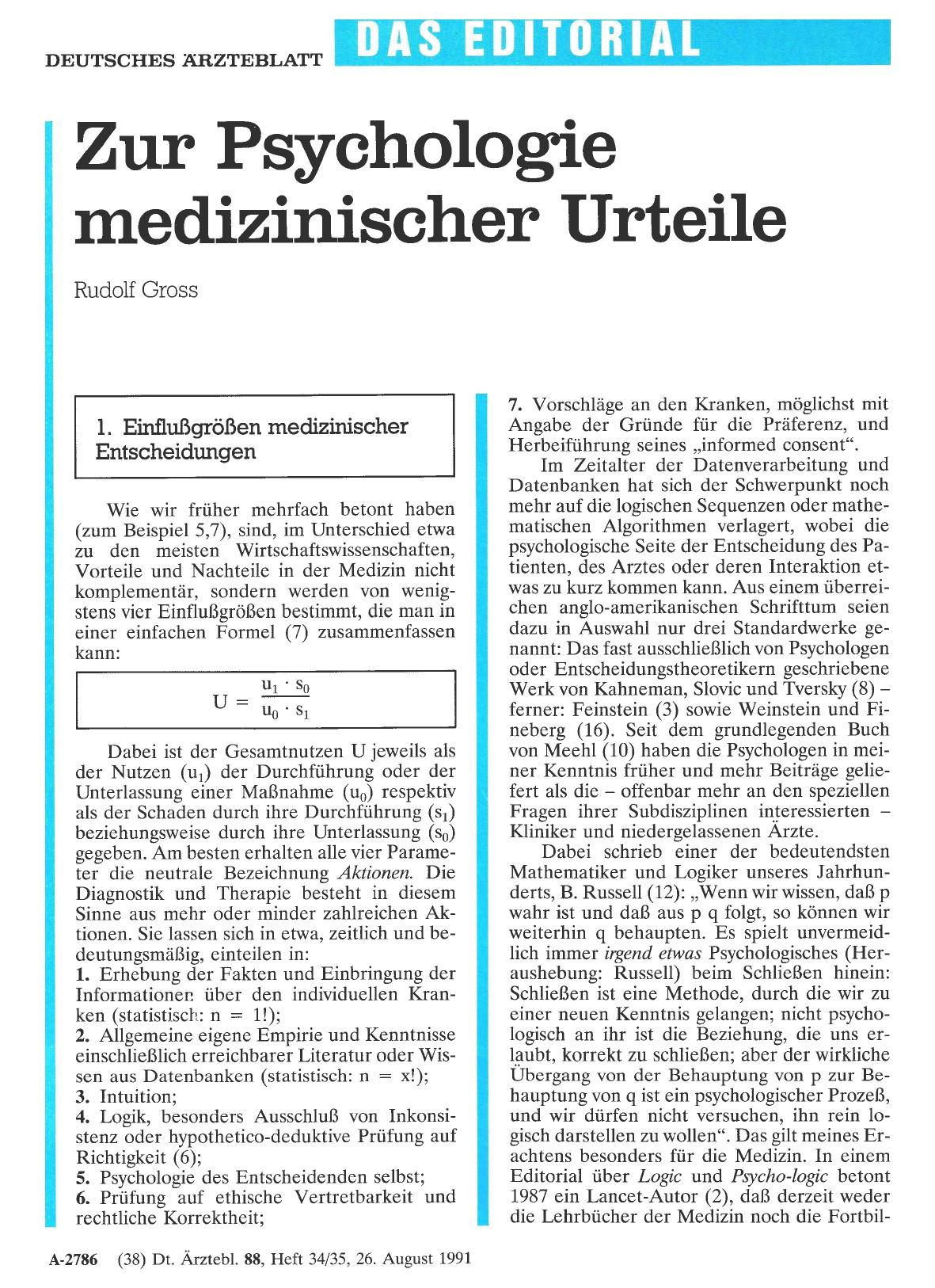 Vorschauseite 1: Zur Psychologie medizinischer Urteile