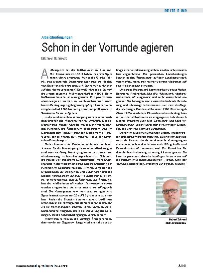 Vorschauseite 1: Arbeitsbedingungen: Schon in der Vorrunde agieren