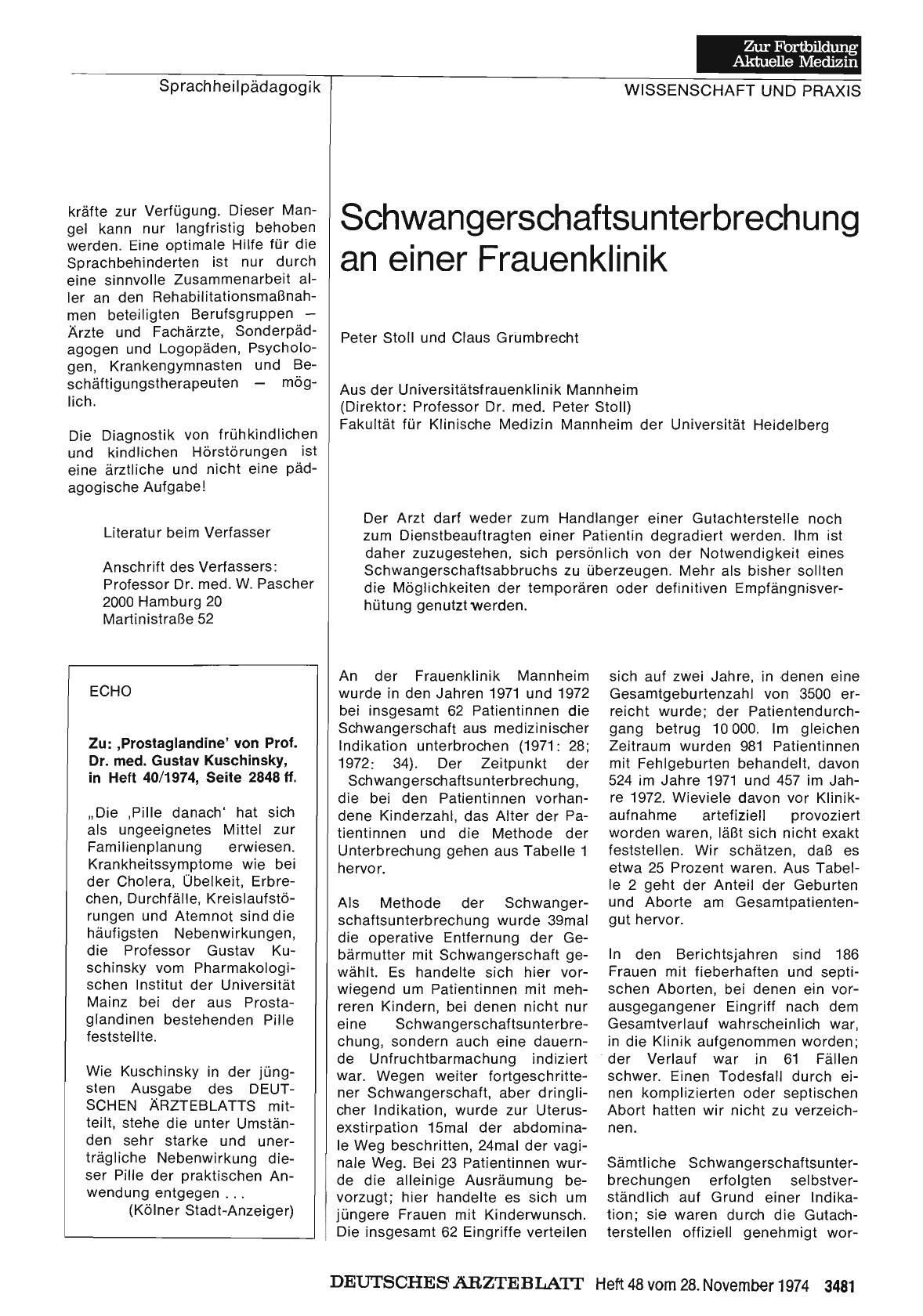 Vorschauseite 1: Schwangerschaftsunterbrechung an einer Frauenklinik