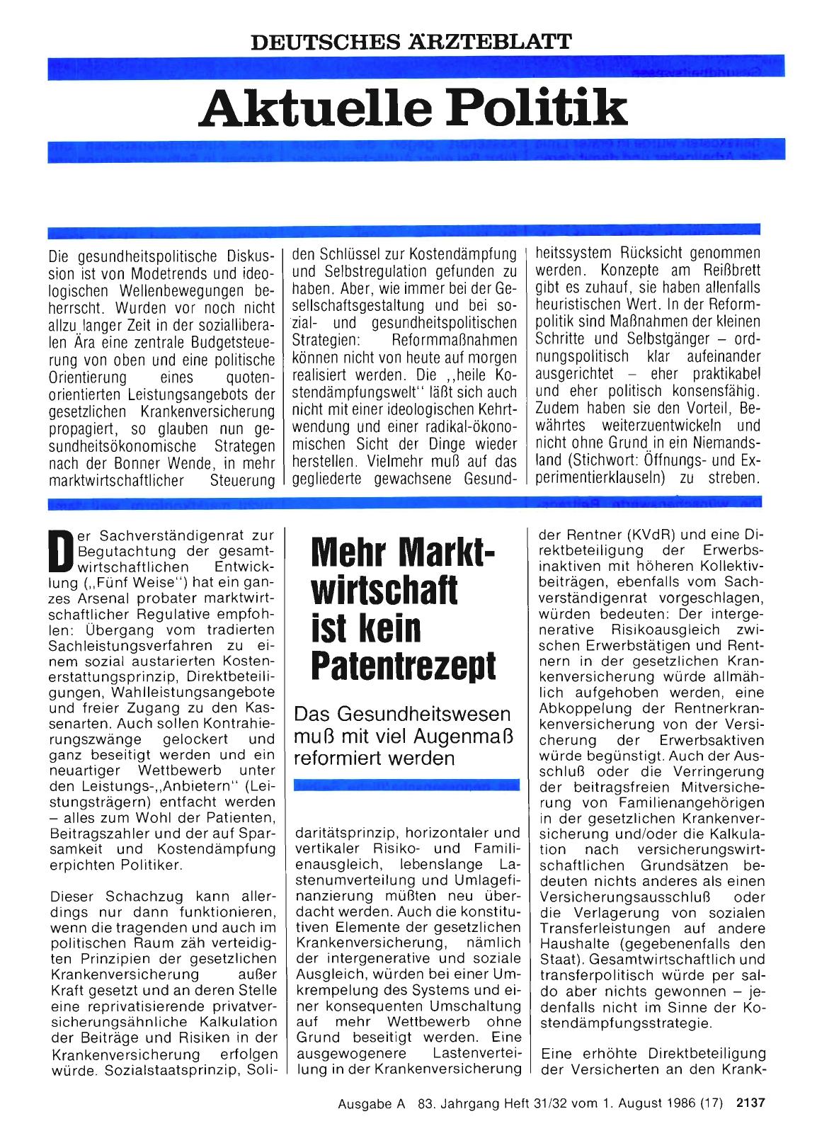 Vorschauseite 1: Mehr Marktwirtschaft ist kein Patentrezept
