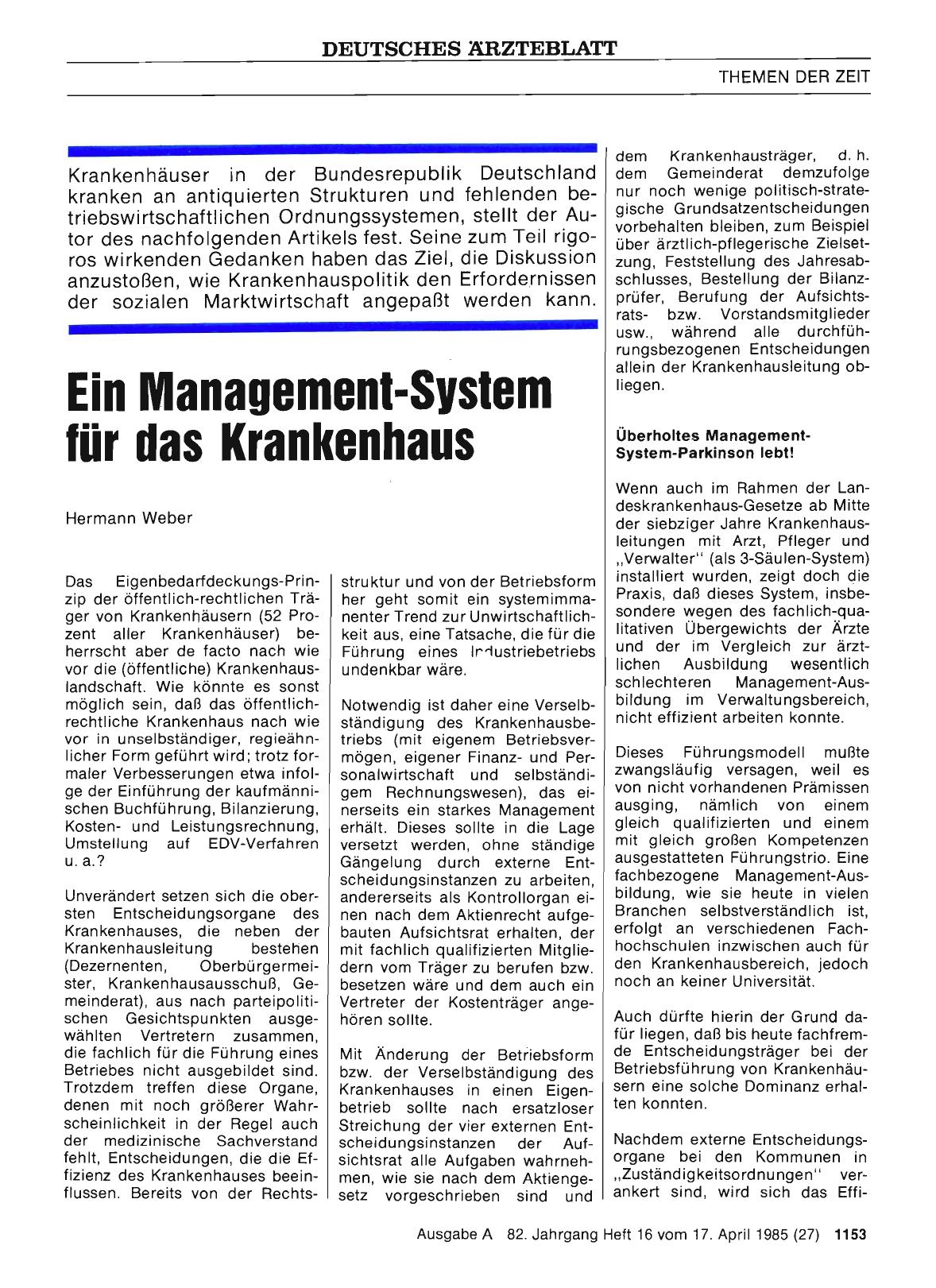 Vorschauseite 1: Ein Management-System für das Krankenhaus